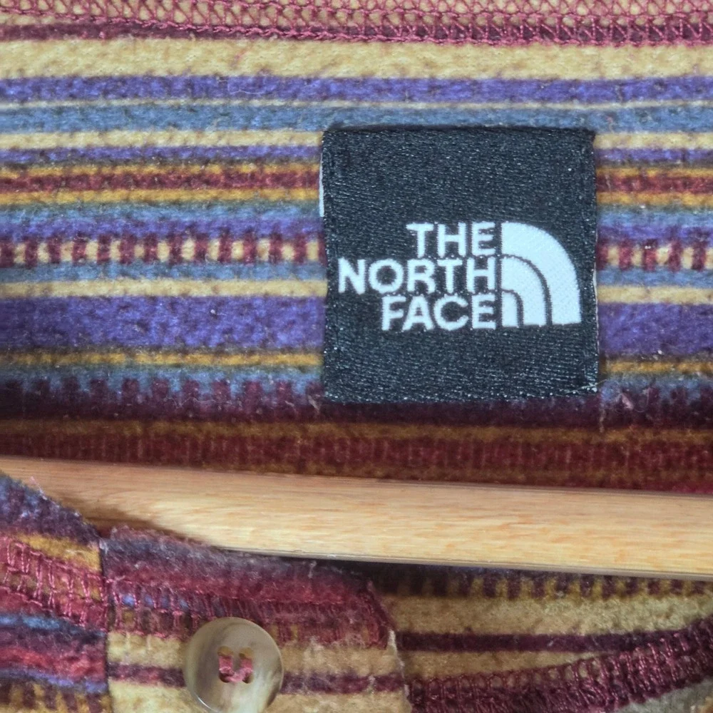 The North Face Vintage Fleece Henley Pullover‎ Striped Mens Medium Made in USA
